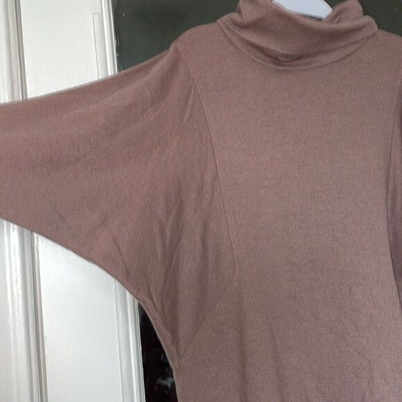 Vintage 70s 80s turtle neck mock long sleeve autumn brown wool dress modest - Picture 3 of 11